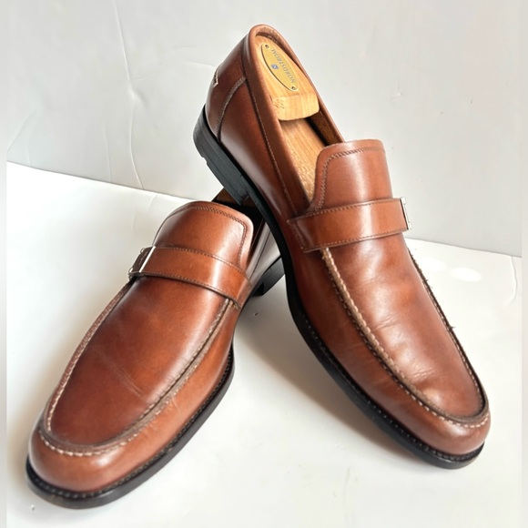 Salvatore Ferragamo Chestnut Brown Italian Leather Loafers Size 10.5 D - Picture 1 of 15